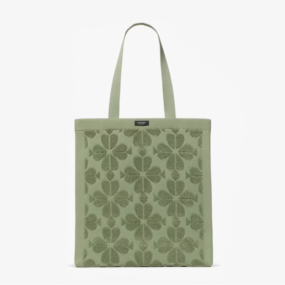 ♠️Kate Spade Brooke Spade Flower Patterned Terry Large Tote Cedar Stand Green